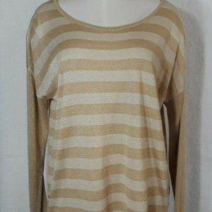 DANA BUCHMAN 3/4 SLEEVE GOLDEN STRIPED BLOUSE SOFT  SWEATER XL